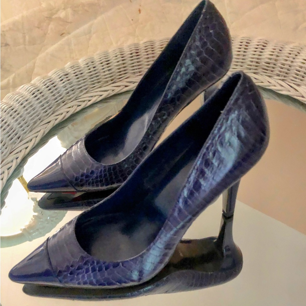 Ralph Lauren Deep Blue Snakeskin Heels